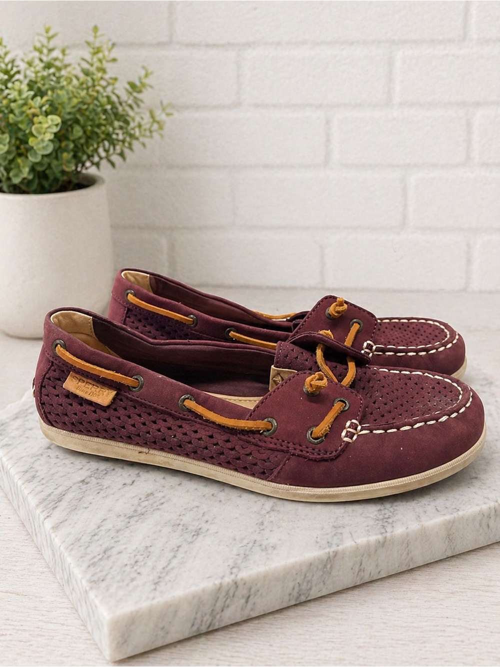 Sperry Top-Sider Coil Ivy Boat Shoes Grape Purple Leather Size 7.5